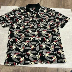 [XL]Greg Norman Feather Leaves  Pattern S/S POLO SHIRT